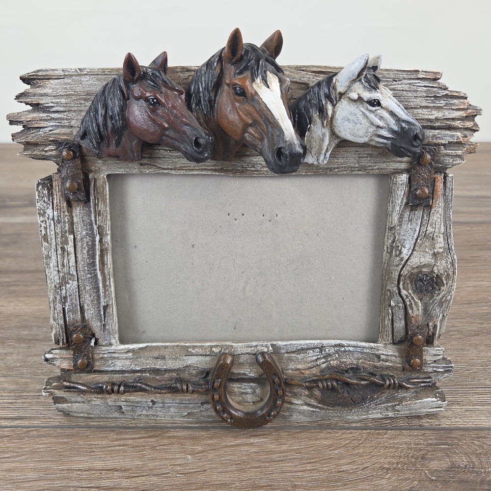 Western Decor Horse Picture Frame 3D Textured Horses Farm Cowboy